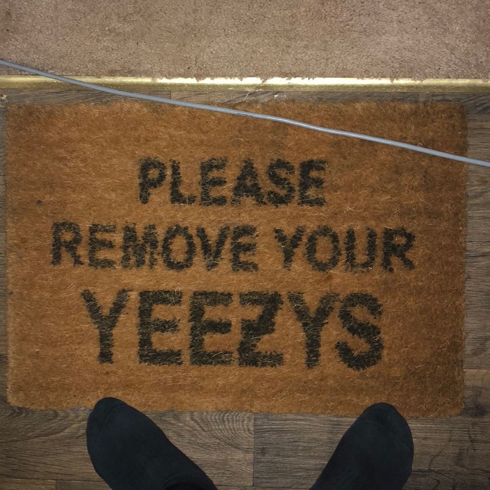 Yeezy door mat 350 boost shoes chrome hearts hat bundle